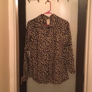 J. Crew leopard print button down